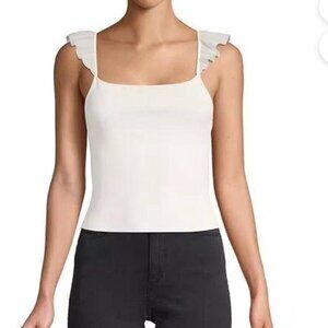 Alice and Olivia white ruffle crop top, Size 4